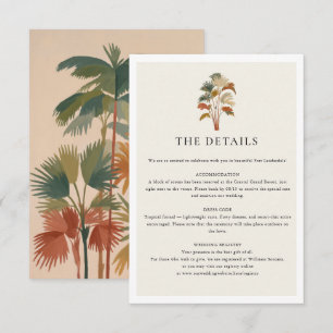 Carte D'accompagnement Palmiers tropicaux Aquarelle Pastel Boho Mariage