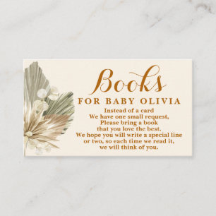 Carte D'accompagnement Palms séchés Lunaria Livres pour Baby Request Card