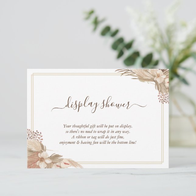 Carte D'accompagnement Pampa Grass Display Wedding shower nuptiale Enclos (Debout devant)