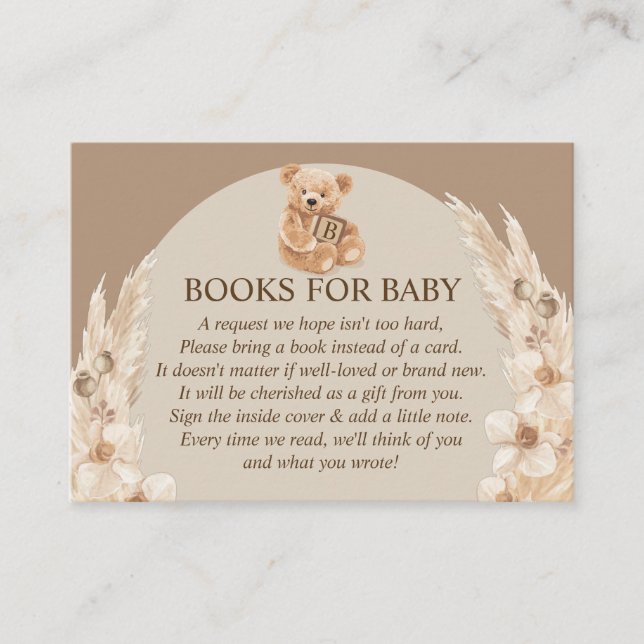 Carte D'accompagnement Pampas Grass Teddy Bear Livres Pour Bébé (Devant)