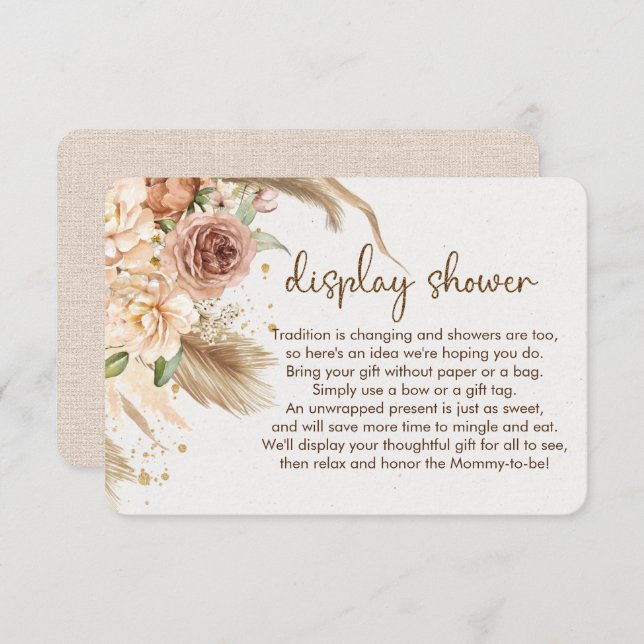 Carte D'accompagnement Pampas herbe boho présentoir douche inserts (Devant / Derrière)