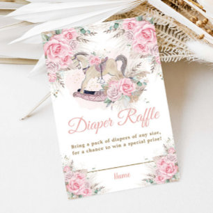 Carte D'accompagnement Pampas Herbe Rose Floral Rocse Cheval Diaper