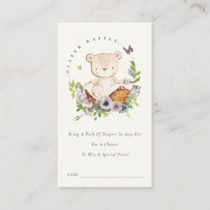 Carte D'accompagnement Panier à fleurs d'ours Baby shower à carreaux vert