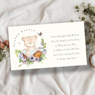 Carte D'accompagnement Panier à fleurs d'ours Baby shower d'affichage ble