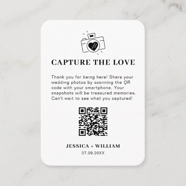 Carte D'accompagnement Panneau de code QR Minimal Capture the Love (Devant)