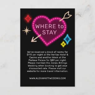 Carte D'accompagnement Panneau Neon Arrow Las Vegas Mariage Hébergements