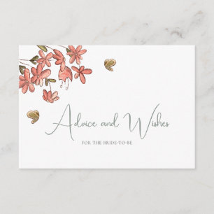 Carte D'accompagnement Papier à conseils et vœux floraux papillon pour la