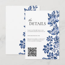 Papier à fleurs bleues de Delft les détails mariag