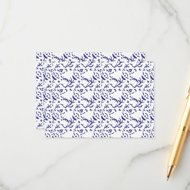 Carte D'accompagnement Papier d'emballage bleu et blanc avec un graphique (Devant/Arrière en situation)