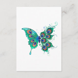 Carte D'accompagnement Papillon aux plumes de paon vert