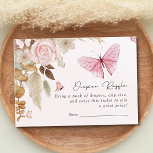 Carte D'accompagnement Papillon Rose Herbe des Pampas Baby Shower Bohème 