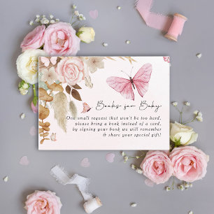 Carte D'accompagnement Papillon rose Pampas Grass Baby shower bohème