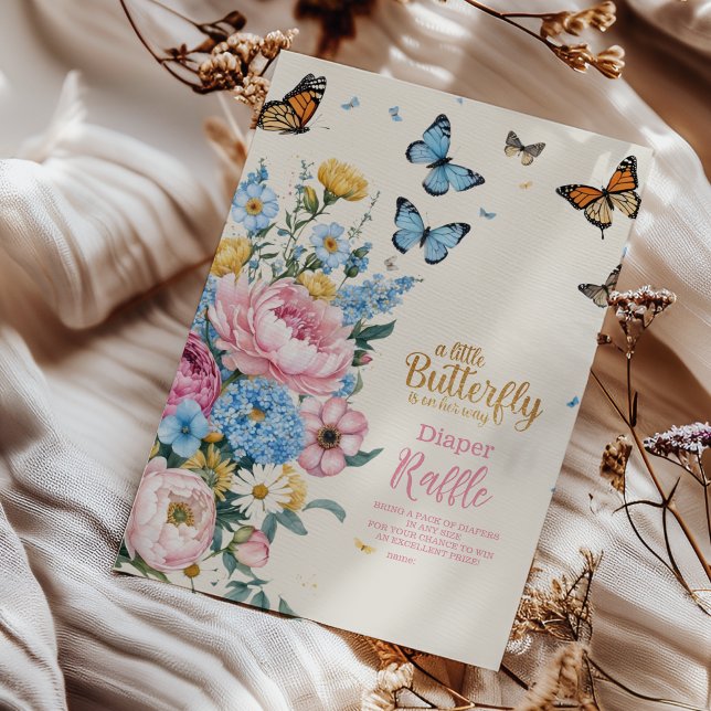 Carte D'accompagnement Papillon rose Rose Garden Girl Diapper Raffer (Créateur téléchargé)