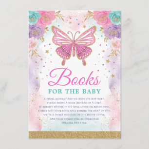 Carte D'accompagnement Papillon rose violet Turquoise Livres floraux pour