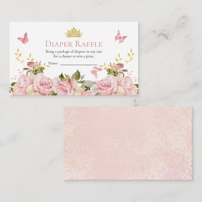 Carte D'accompagnement Papillons de la Couronne Mouche de douche florale  (Devant / Derrière)