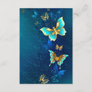 Carte D'accompagnement Papillons d'or sur un Arrière - plan bleu