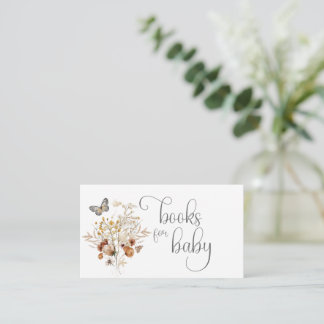 Carte D'accompagnement Papillons et livres fleurs sauvages pour la demand