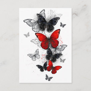 Carte D'accompagnement Papillons noirs et rouges volants