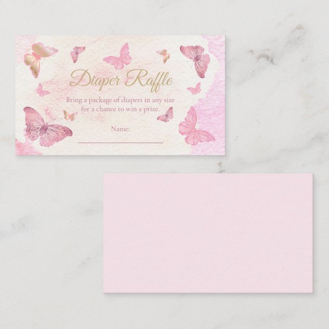 Carte D'accompagnement Papillons roses Baby shower Déchets Raffin (Devant / Derrière)