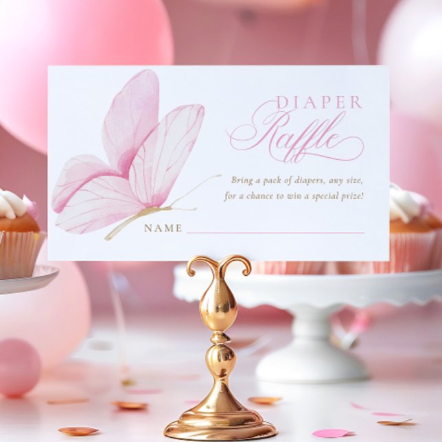 Carte D'accompagnement Papillons roses Baby shower fille Déchets Raffle (Créateur téléchargé)