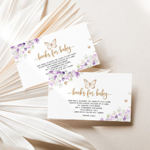 Carte D'accompagnement Papillons violets pour billet bébé
