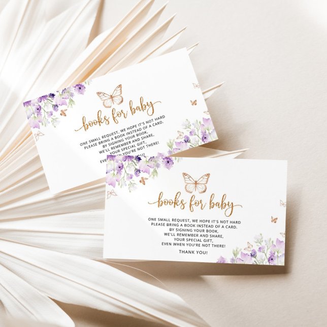 Carte D'accompagnement Papillons violets pour billet bébé (Créateur téléchargé)