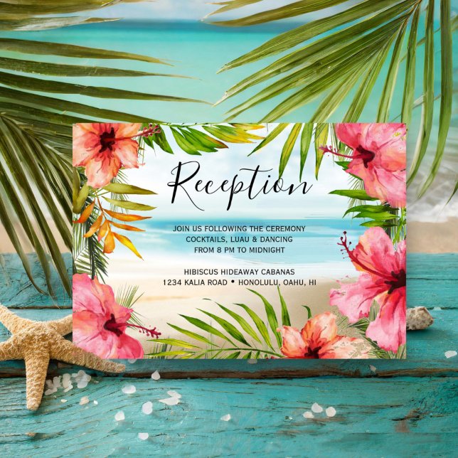 Carte D'accompagnement Paradis de l'île | Réception Tropical Beach Weddin (Créateur téléchargé)