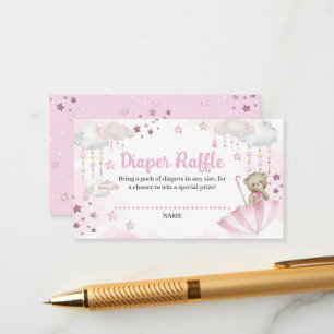 Carte D'accompagnement Parapluie Sprinkle bébé Teddy Bear Diaper Raffle