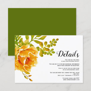 Carte D'accompagnement Parfums d'aquarelle orange détails mariages florau