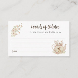 Carte D'accompagnement Paroles de conseils pour la baby shower de Bunny T