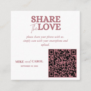 Carte D'accompagnement Partage de photos rose Mariage Gold avec code QR