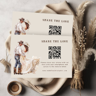 Carte D'accompagnement Partagez le code QR Love Rustic Western Mariage