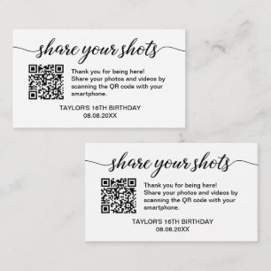 Carte D'accompagnement Partagez vos photos QR Code Anniversaire petite fê