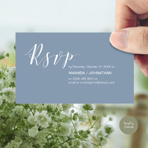 Carte D'accompagnement Parti de mariage moderne RSVP, en bleu Dusty