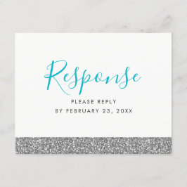 Carte D'accompagnement Parties scintillant d'argent Moderne Fun RSVP Répo