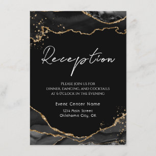 Carte D'accompagnement Parties scintillant d'or noir Agate Mariage en pie