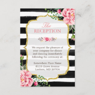 Carte D'accompagnement Parties scintillant d'or rose Floral Grève la réce