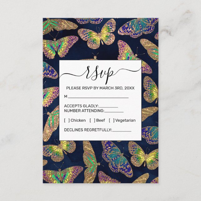 Carte D'accompagnement Parties scintillant Motif d'aquarelle marine (Devant)