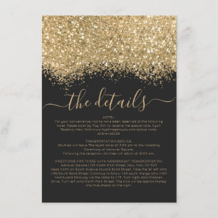 Carte D'accompagnement Parties scintillant Noir Luxe  Confetti Détails Ma