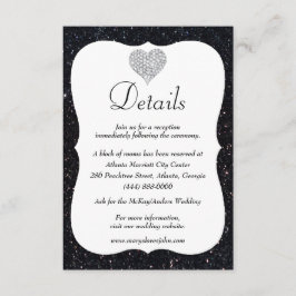 Carte D'accompagnement Parties scintillant noire Diamond Heart Détails du