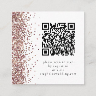 Carte D'accompagnement Parties scintillant or rose code QR Mariage RSVP
