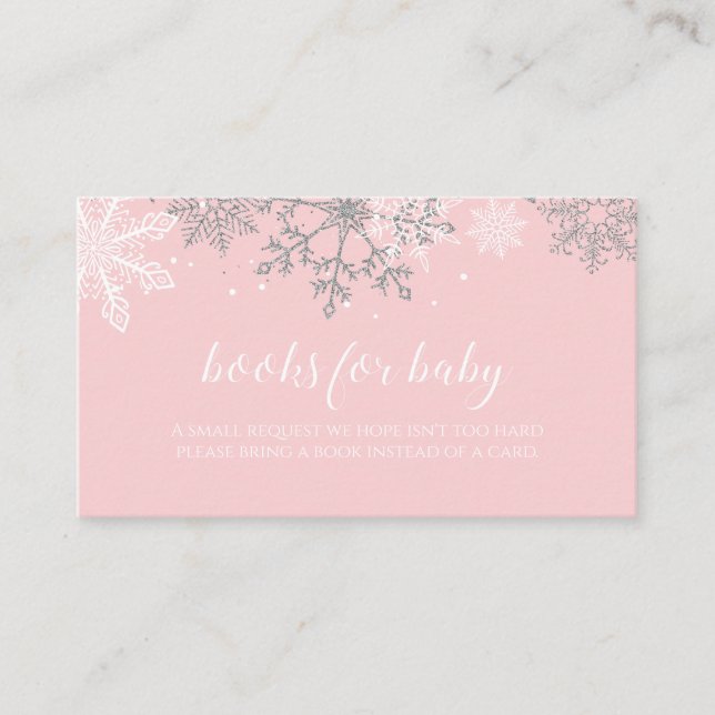 Carte D'accompagnement Parties scintillant rose et argent Snowflake Books (Devant)