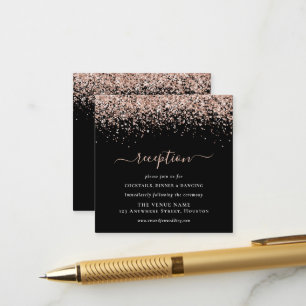 Carte D'accompagnement Parties scintillant rose Gold Mariage Black Récept