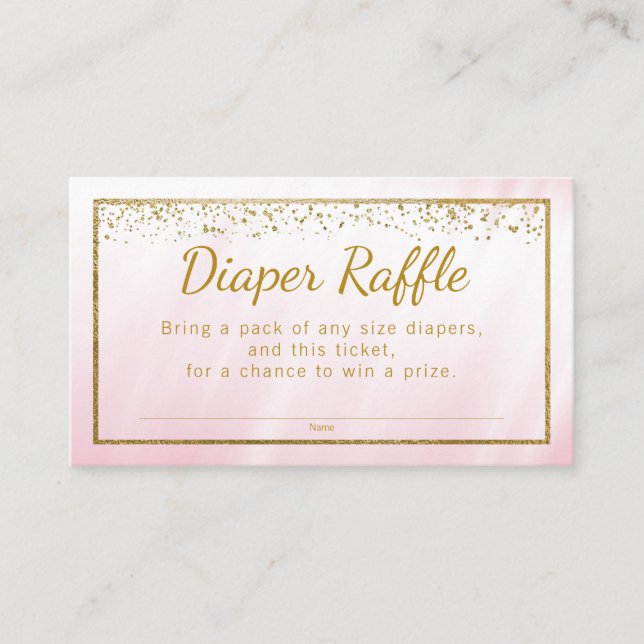 Carte D'accompagnement Parties scintillant rose or filles Diaper Raffle B (Devant)