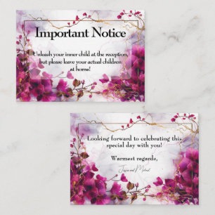 Carte D'accompagnement Pas d'enchantement Fuchsia pour enfants : Mariage