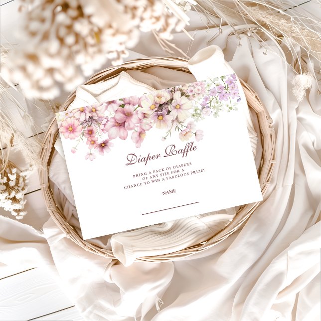 Carte D'accompagnement Pastel Blossom Baby Shower Diapper Raffle (Créateur téléchargé)
