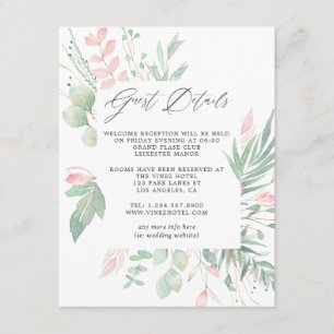 Carte D'accompagnement Pastel Blush Greenery Mariage Détails du client