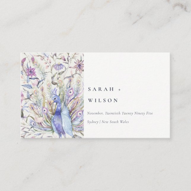 Carte D'accompagnement Pastel Classy Aquarelle Peacock Mariage Website (Devant)