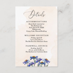Carte D'accompagnement Pastel Coral & Purple Daisies Détails du Mariage