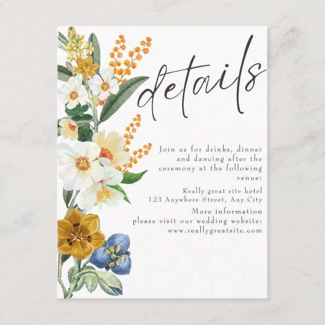 Carte D'accompagnement Pastel couleurs Spring Garden Fleur sauvage mariag (Devant)